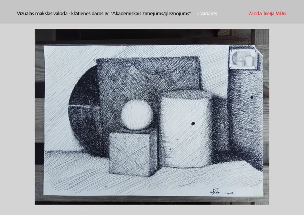 klātienes darbs - tuša, papīrs, štrihojums